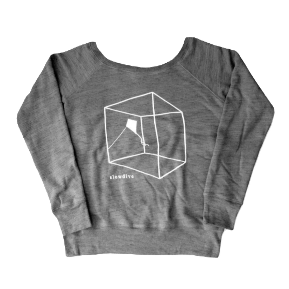 Official Slowdive merch sweatshirt Star Roving cube and kite design